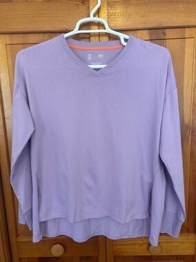 Xersion Lavender V-Neck Athletic Top 3X NWT Long Sleeve with Thumbholes